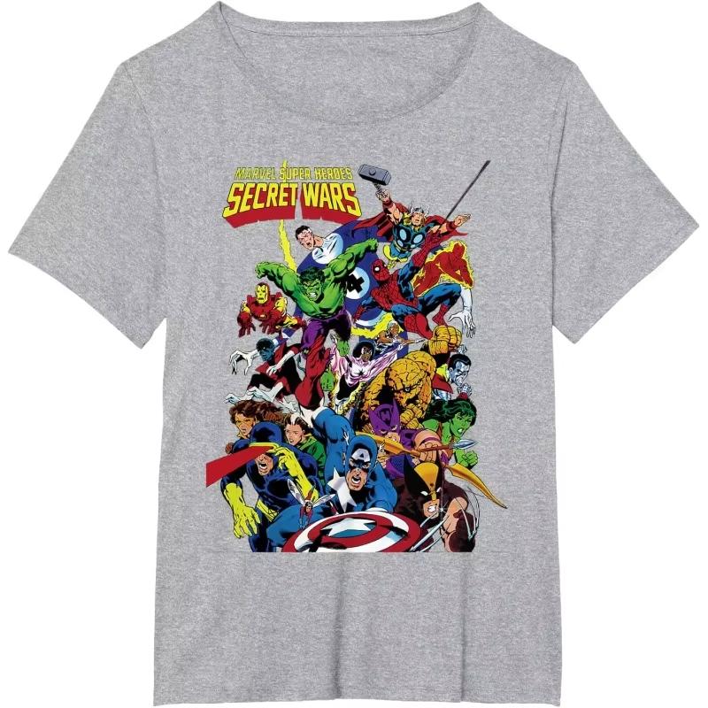 

Superhero Cartoon Print T-shirt Summer New Men s and Women s Street Fashion cotton Casual Autumn and winter innerwear 4XL