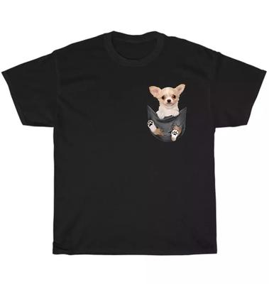 Chihuahua no Seu Bolso Cão Chiwawa Amante de Animais de Estimação Presente Engraçado Camiseta Unissex S-4XL
