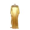 African Women's Long Silk Dress with Diamond Lace and Round Neck