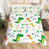 Cute Dinosaur Duvet Cover King Queen Kawaii Cartoon Wild Dino Bedding Set For Kids Boys Girls Jungle Animals Comforter Cover