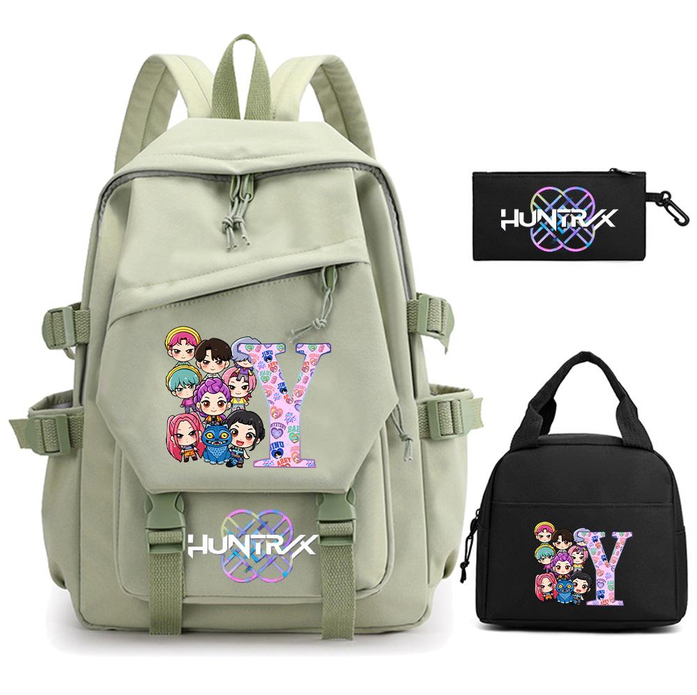3Pcs/set 26 English Letter Kpop Demon Hunters Printed Backpack for Teenger Boy Girl Large Capacity Schoolbag Children Student Bookbag Women Travel Bag