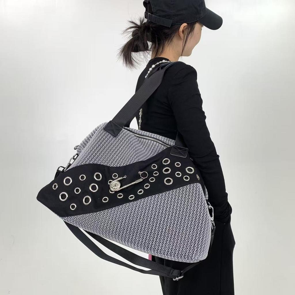 Street Personality Millennial Babes Tote Bag Pin Splicing Large Capacity Shoulder Messenger Bag