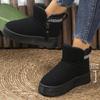 Classic Embroidery Faux Fur Ankle Boots Women Winter Side Zipper Platform Warm Snow Boots Woman Round Toe Non Slip Botas Mujer