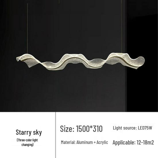 Wave Ribbon Minimalist Chandelier - Luxury Designer Light for Modern Hotel Bars and Restaurants