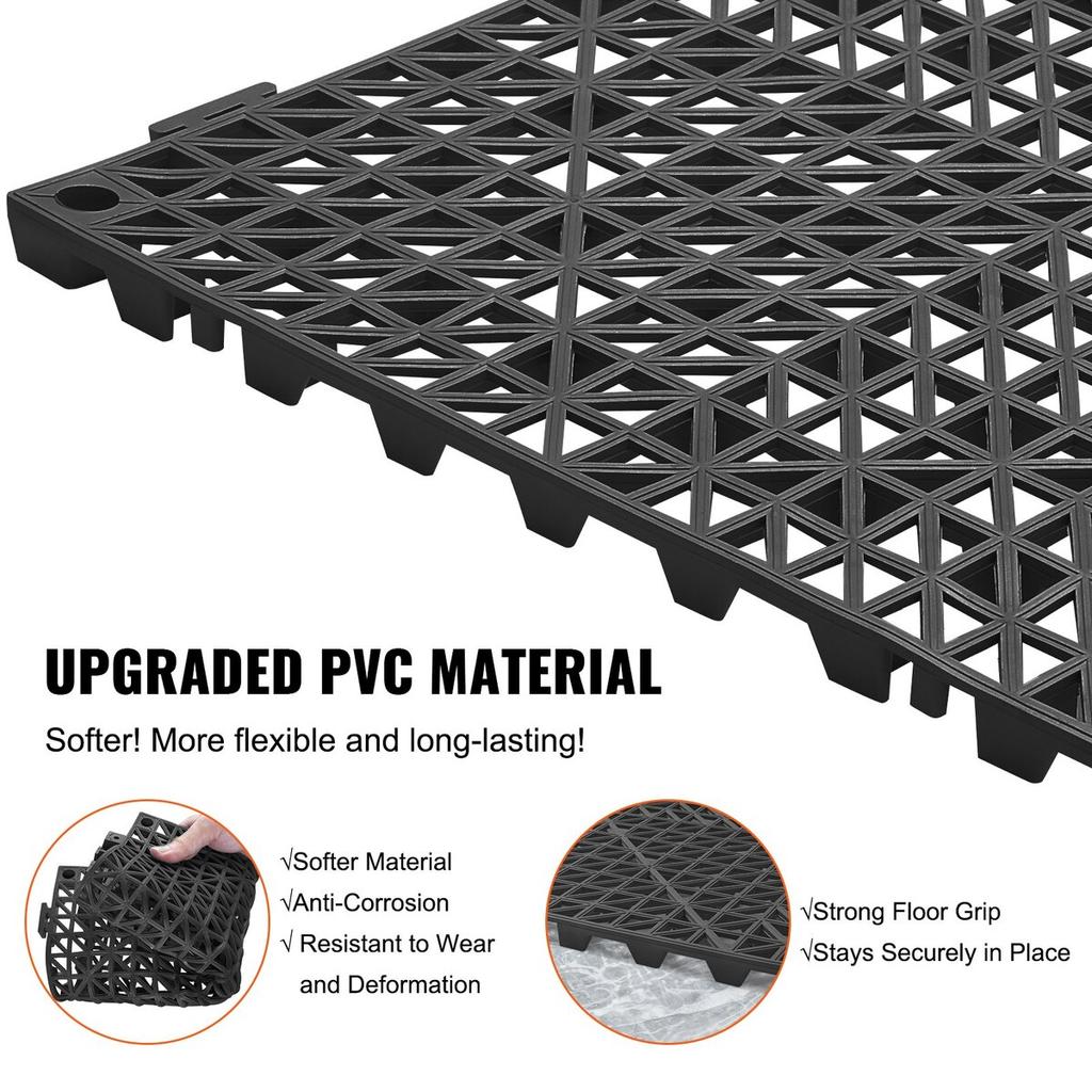 Modular Interlocking Cushion, 50 Pack 30 x 30 cm Splicing Drainage Mats, Soft PVC Interlocking Drainage Floor Tiles, Non-Slip Drainage Hole for