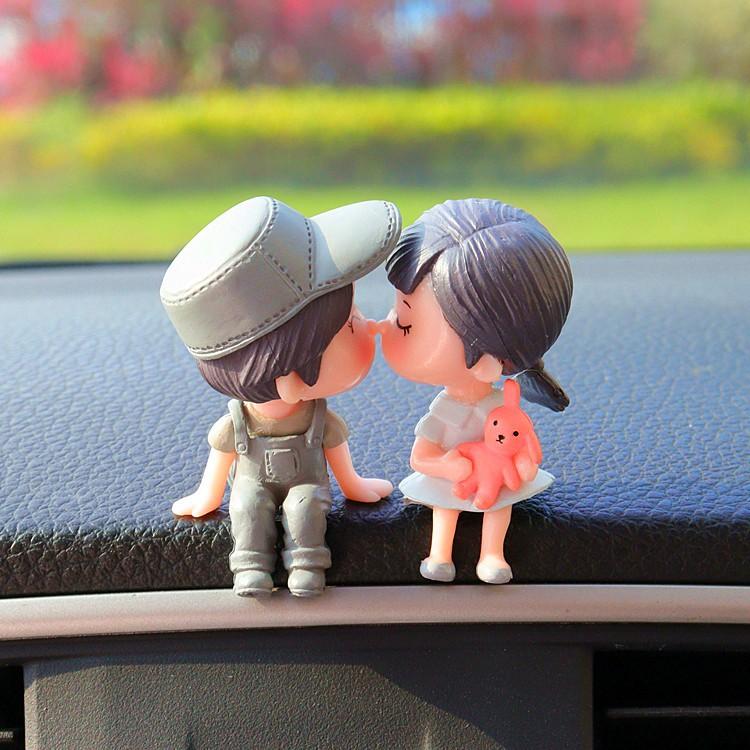 Car Decoration Cute Cartoon Couples Car Mirror Accessories Action Figure Figurines Balloon Ornament Auto Interior Dashboard Gift