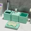Conjunto Organizador de Banheiro Cerâmico 4 Peças Dispenser de Sabonete Líquido Frasco de Loção Porta-Escova de Dentes Copo Prato de Sabão Armazenamento