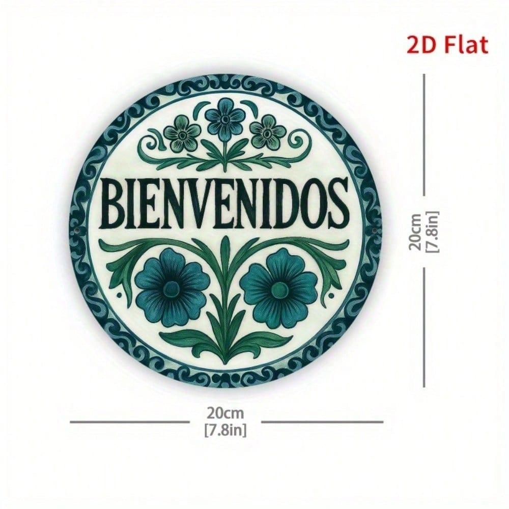 Metal Tin Sign Spanish Quote Bienvenidos Wall Art Elegant Floral Home Decor Office Gift