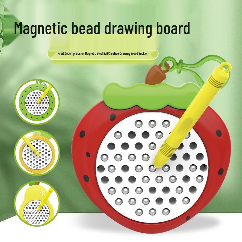 Cross-Border Magnetic Drawing Board Keychain: Fun and Educational Cartoon Animal Toy with Steel Ball Design
