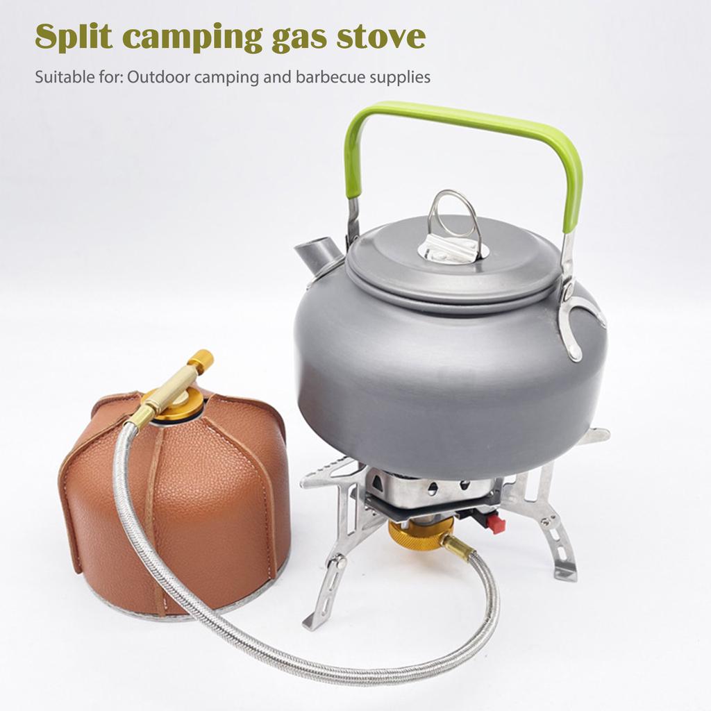 Split Camping Gas Stove with Hose and Storage Box Foldable Camp Gas Tank Stove Portable 4000W Lightweight Camping Supplies