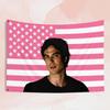 Tapiz de Bandera Americana de Ian Somerhalder Póster Clásico de TV Decoración del Hogar de Damon Salvatore Fondo Estético para Dormitorio Tapiz para Fiesta