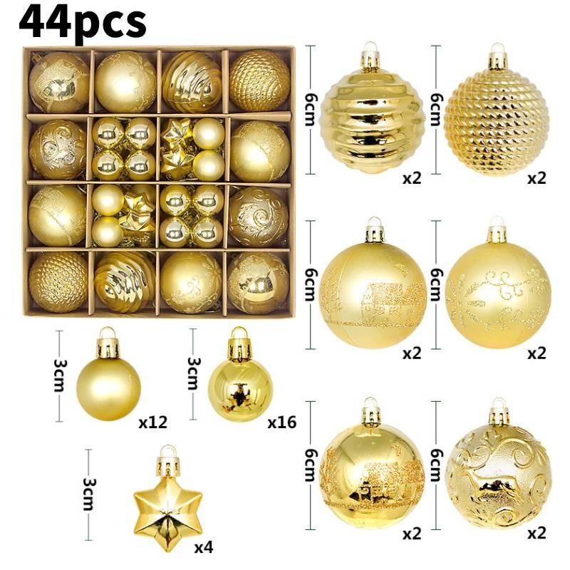 Charming 44 Piece Decorative Christmas Balls In Unique Shapes For Elegant Holiday Display