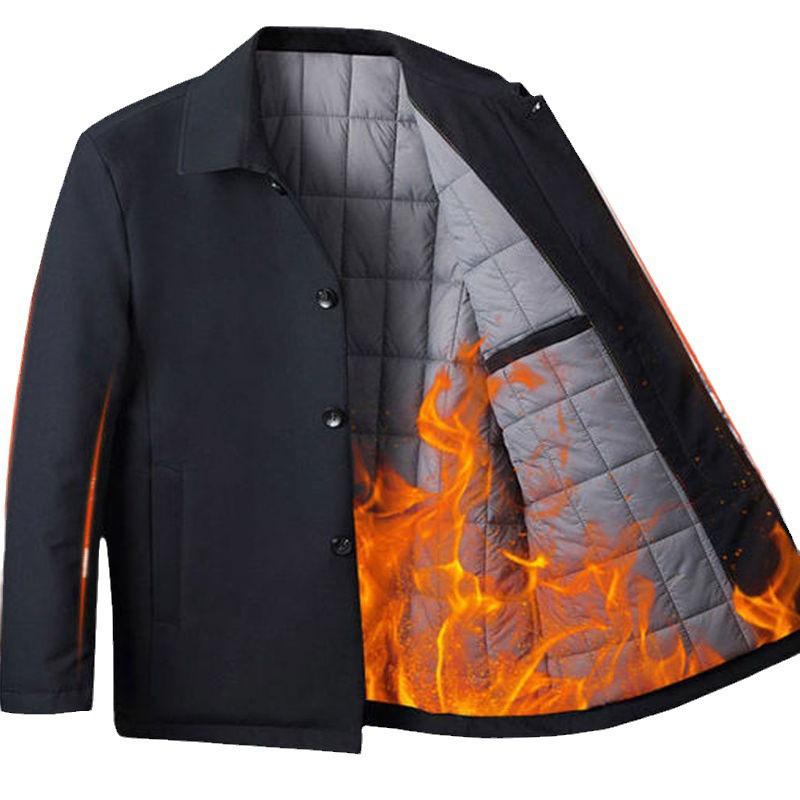 Men's Cotton Jacket: Spring/Autumn/Winter Casual Outerwear for Middle-Aged and Elderly, Loose Fit with Buttons for Dads.