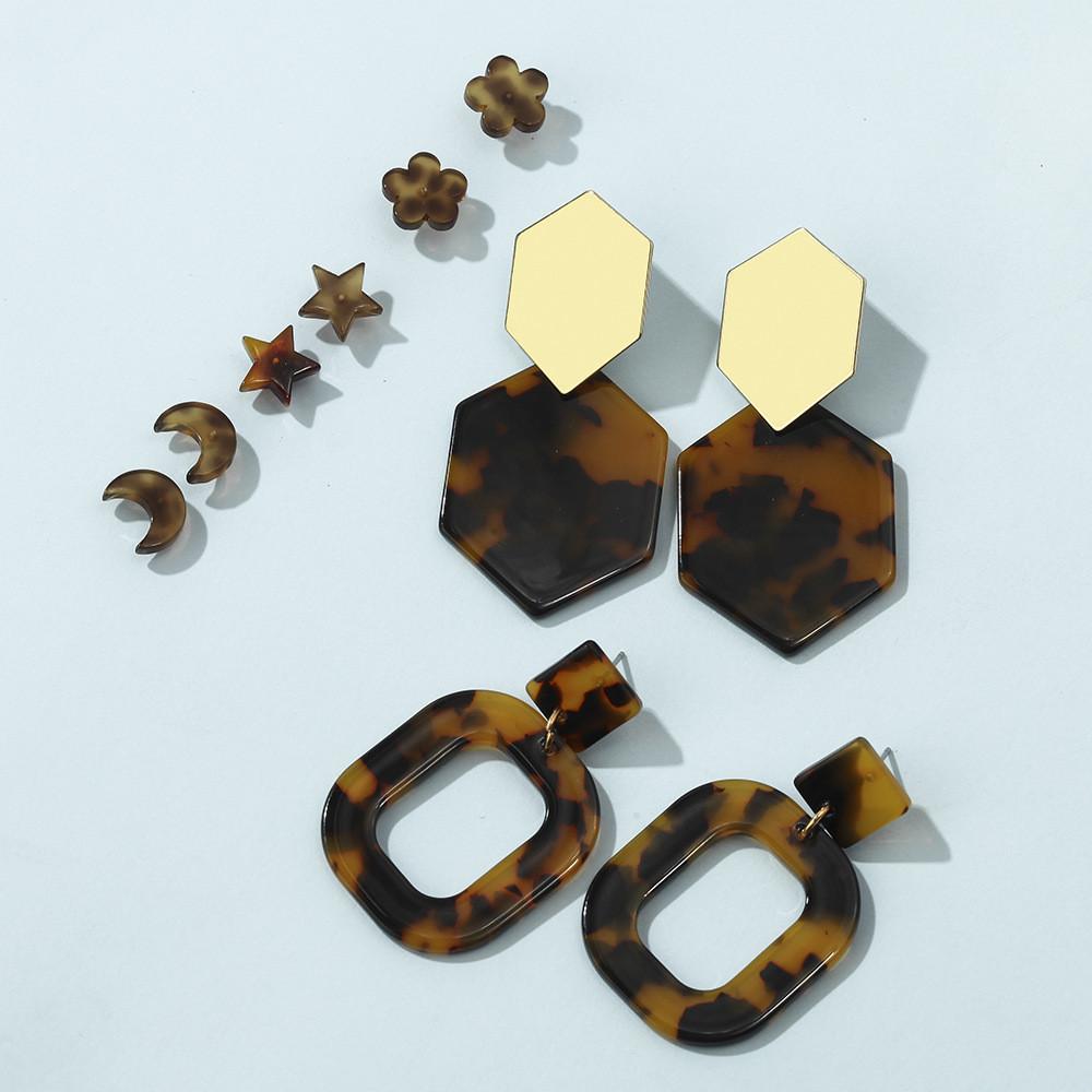 Modern Print Leopard Acrylic Star Earrings For Women Perfect Promotions For