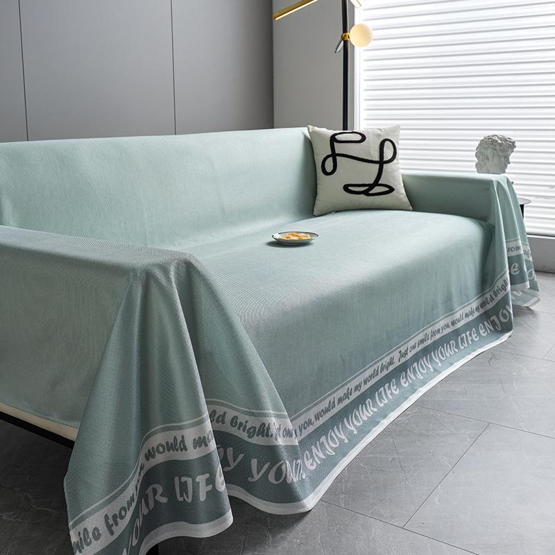 Modrý ledový hedvábný potah na pohovku Látkový letní podsedák na léto Jednoduché moderní cool pohovka ručník proti poškrábání potah na pohovku 