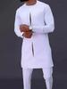 S-4XL Men Dashiki Long Clothes Shirt Trouser Set Mens 2 Pieces Outfit Suit Traditional Male Clothes T-shirt Pant Suits for Men