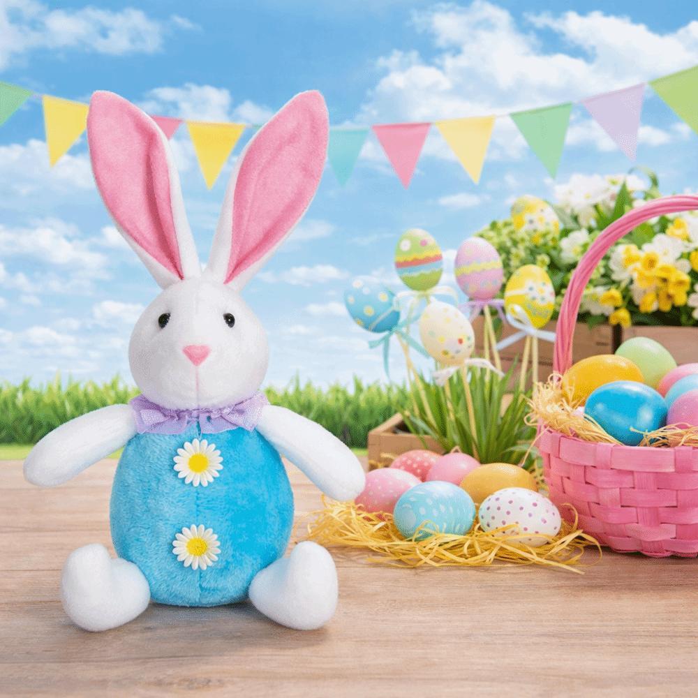 Cartoon LED Easter Bunny Ornament Plush Stuffed Lop Rabbit Glowing Rabbit Doll Handmade Soft Luminous Rabbit Home Decorations