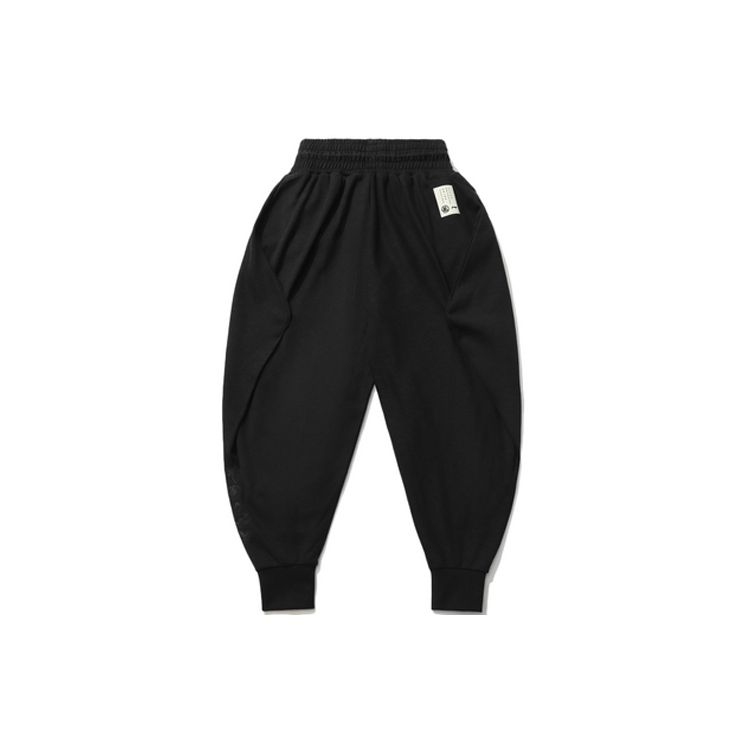 Li Ning X Jackie Chan Collaboration Kung Fu Series Loose Solid Color Cuffed Casual Pants Men Bottoms Black AKLR215-1