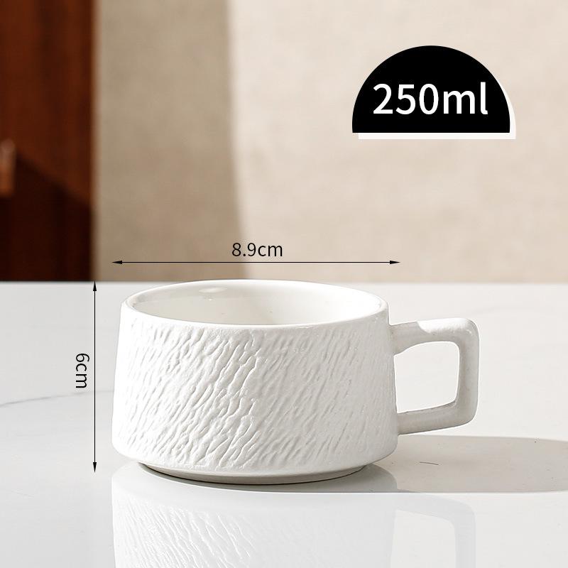 Frosted Stone Pattern Coffee Cup And Saucer Set, Teacup Hanging Ear Coffee Cup, Simple Solid Color Home Breakfast Cup, Afternoon Teacup