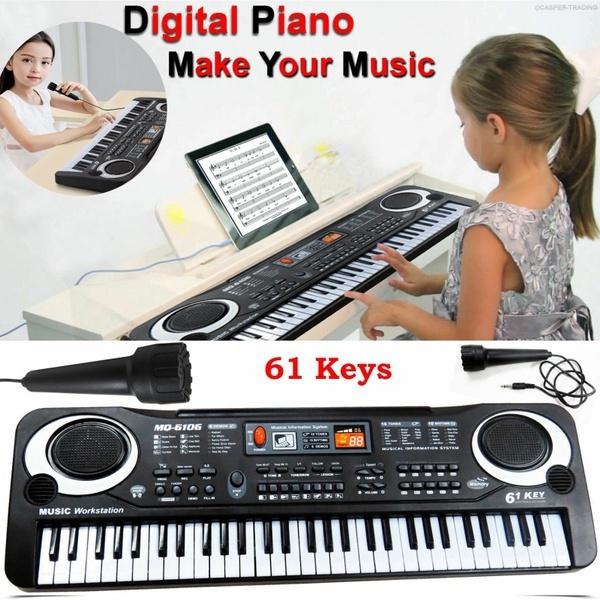 Elektronische Orgel, 61 Tasten, tragbares digitales Musik-Keyboard mit Mikrofon
