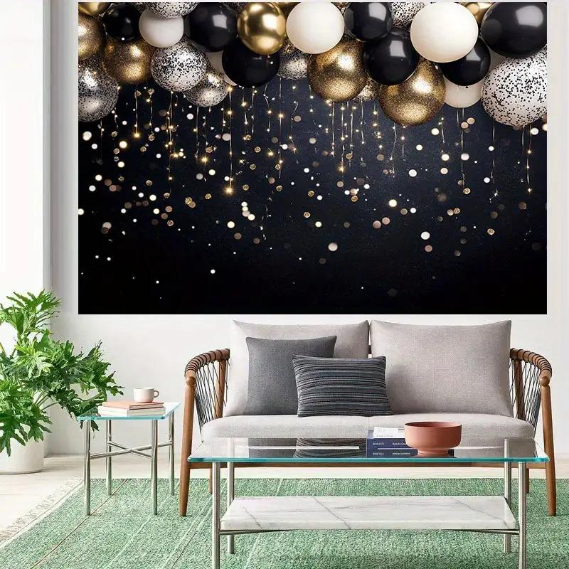 2D Grafikdesign 1 Stück Premium Schwarz Gold Ballon Party Hintergrund Stoff - aus Polyester für Partydekoration
