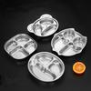 304 Stainless Steel Dinner Plate Food Grade Divided Serving Tray Kitchen Dishes Lunch Container For School Canteen Tableware