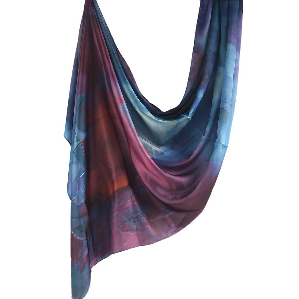 Silk Printed Marble Ethnic Headscarf and Shawl