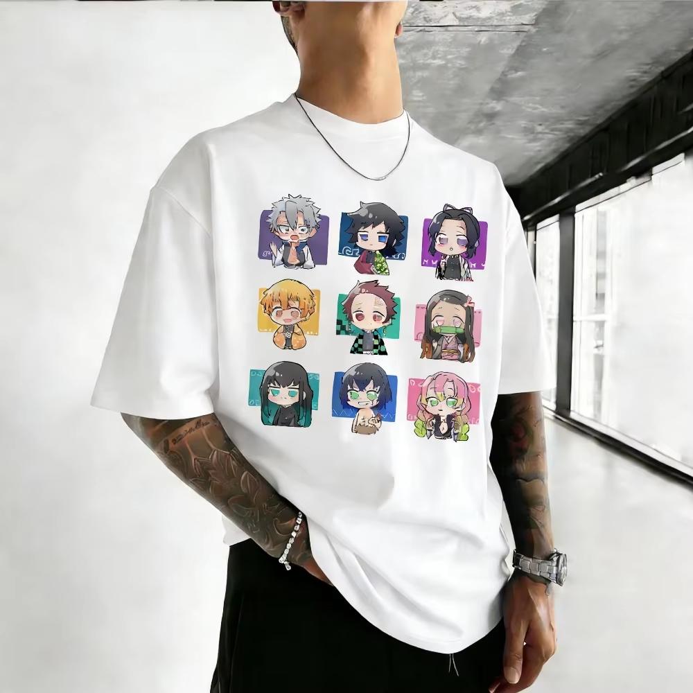 Unisex pure cotton Tshirt  Demon Slayer  Summer 2026 Anime Print Loose Family ShortSleeved Shirt