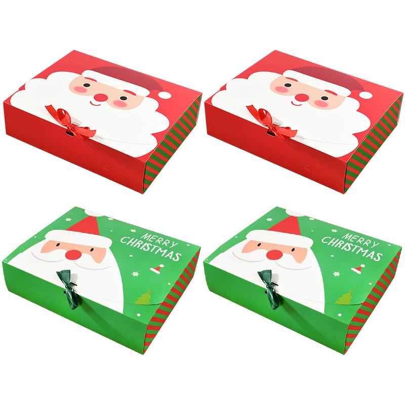 

4 шт. Рождественская подарочная коробка Санта-Клауса, большая упаковочная коробка для печенья, закуски, торта, рождественский подарок для детей, домашний декор 2025 года, Новый год разноцветный