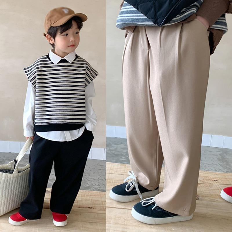 Letní Dětské Chlapecké Dívčí Šaty Kalhoty Široké Nohavice Batole Volné Kalhoty Uniforma Chino Kalhoty Ležérní Pohodlné Kalhoty s Kapsami 3-8L