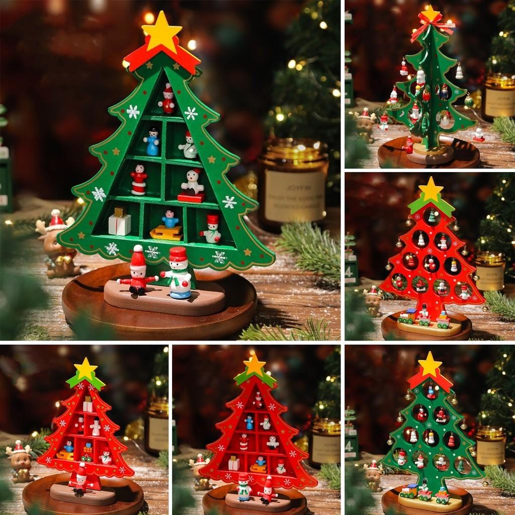 Mini Wooden Christmas Tree Festive Tabletop Decor For Holiday Home Decoration