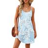 Fashion Women Summer Dress Vintage Floral Print Adjustable Spaghetti Straps Beach Vacation Casual Dress With Pockets