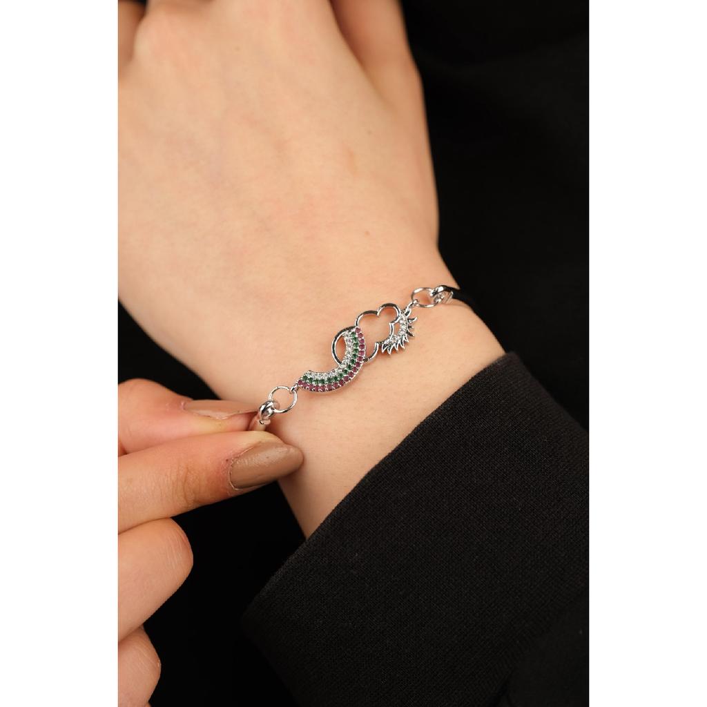 Regenbogen-Wolke-Sonne-Zirkon-Stein-Armband