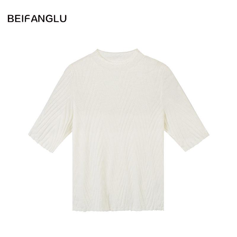 Northern Deer Elegant Jacquard Knit Short Sleeve: 73.2% Wool, 26.8% Silk, Early Spring Style
