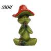 Exquisite Resin Crafts Yoga Mushroom Frog Figurine, Creative Statue, Cute Sitting Small Entrance Hall Decor Green Ornament for Home Office Shelf