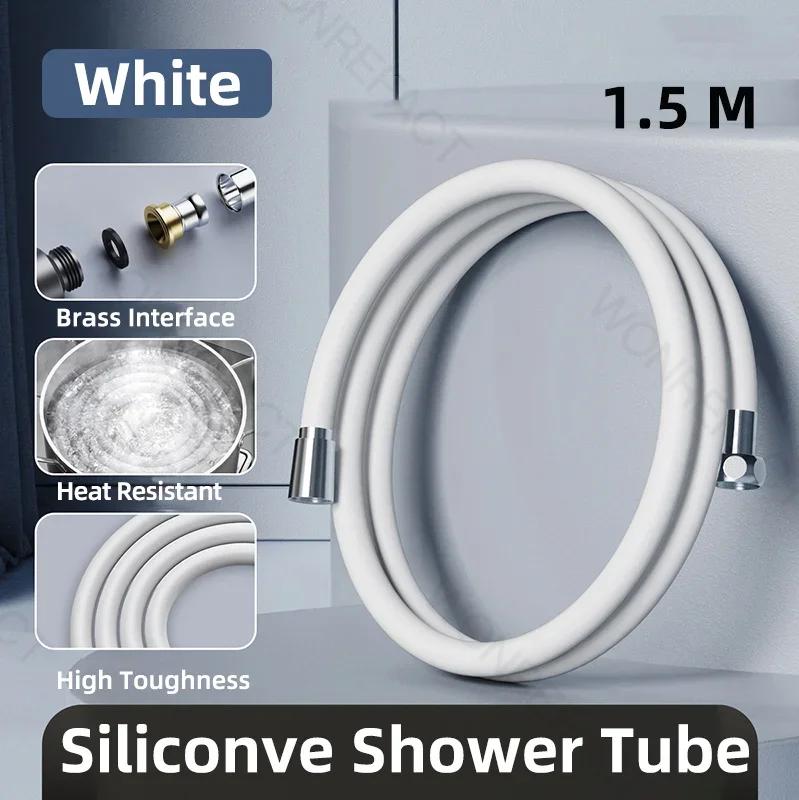 Shower Head Hose Used High Toughness Design Bathroom Silicone Shower Tube Bend Arbitrarily Hose Explosion Proof Anti Winding