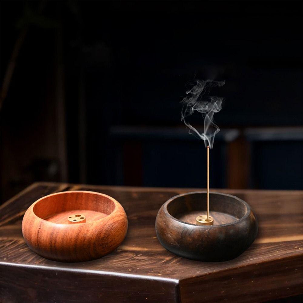 Bowl Shape Wooden Incense Holder Multicolor Rosewood Incense Holder  Aromatic Environment
