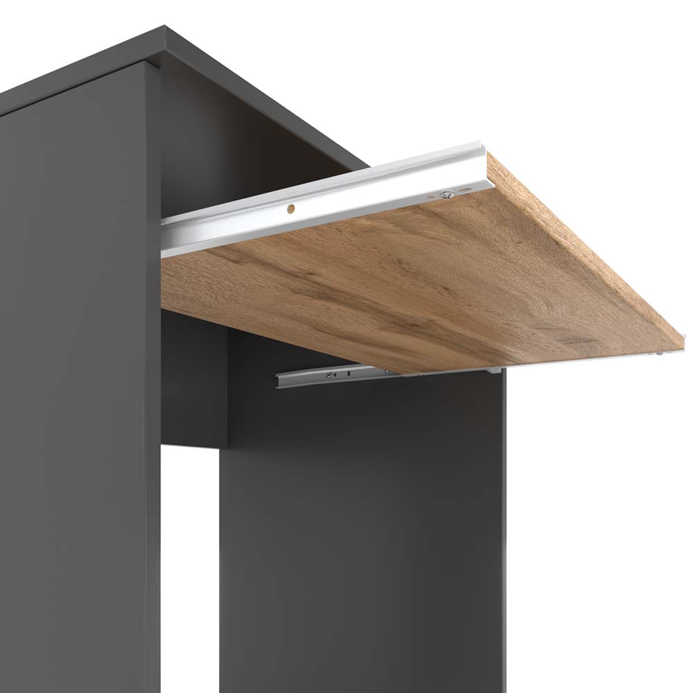 Small Computer Desk Gray Oak Wotan 68cm 1 Shelf Gaming Furniture School