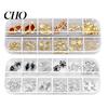 Manicure Charm 1 Set 3D Nail Art Charms 12 Grids Metal Love Heart Long-lasting Accessories Flower Butterfly DIY Design Crafting Decoration Decor