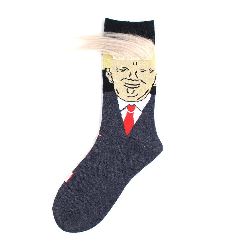 Unisex Funny Print Ponožky pro dospělé pro volný čas Crew 3D Ponožky pro posádku s falešnými vlasy Hot Sale Hip Hop Skateboard Sock