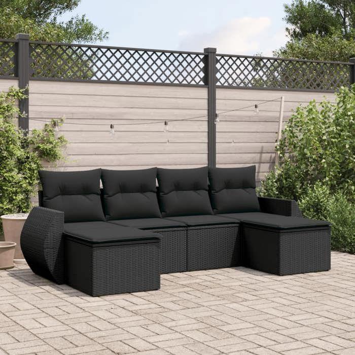 VidaXL Garden Lounge Set with Cushions 6 Pcs, Patio Sofas, Patio Furniture Set, Outdoor Furniture, Black 3254052