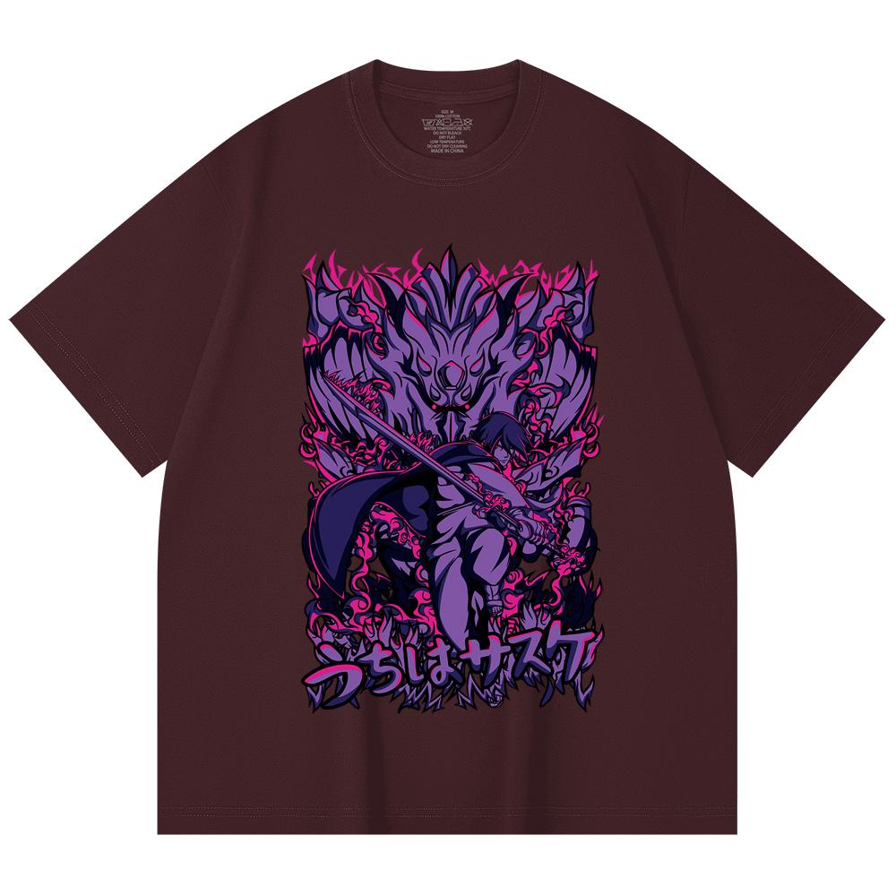 

230 Gsm 100% Cotton Naruto V16 Sasuke Print Unisex Heavy Cotton T Shirt 2XL