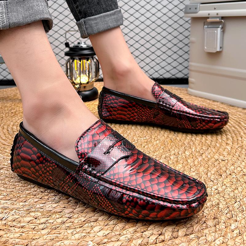 Herr Loafers Moccasins Färg Körskor Bekväma Plattor Casual Slip-ons Större Storlekar Pea Shoes för Män
