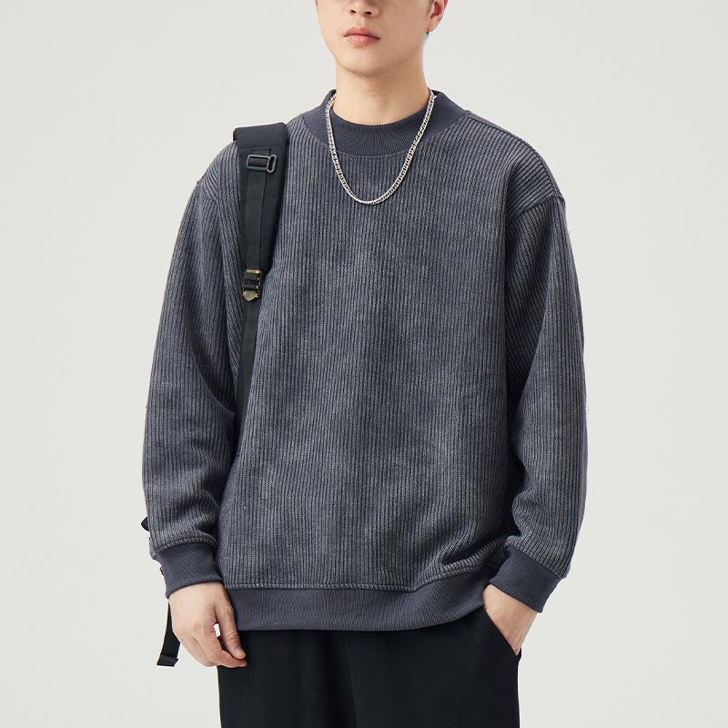 Men's Retro Heavyweight Knit Hoodie - Loose Casual Style for Autumn and Spring