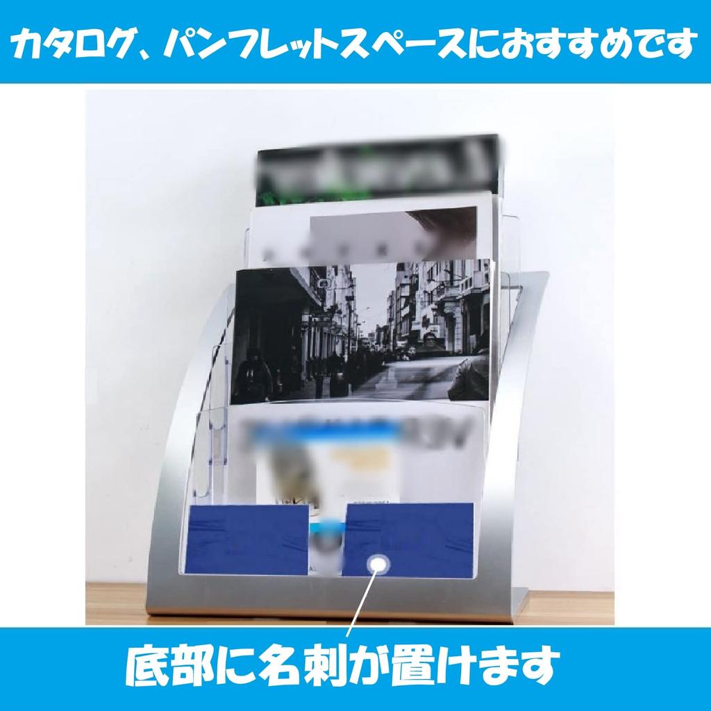 KINOKINO Catalog Stand Magazine Rack Brochure Display Stand Commercial Office 3 Tiers (A4 Silver)
