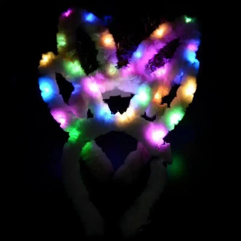 Glowing Plush Rabbit Ear Plus Light Rabbit Ears Headband Halloween Christmas Headdress Luminous Toys