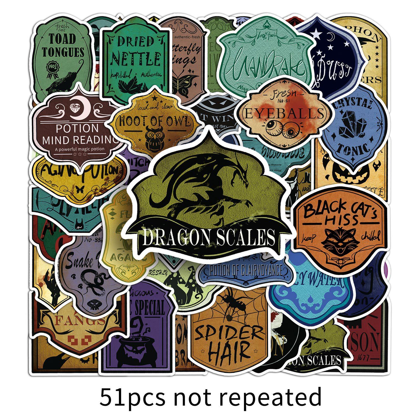 

51 оригинальная этикетка для зелий, персонализированные трансграничные волшебные ведьмы, креативные наклейки на кузов автомобиля, декоративные чашки для воды, наклейки на багаж