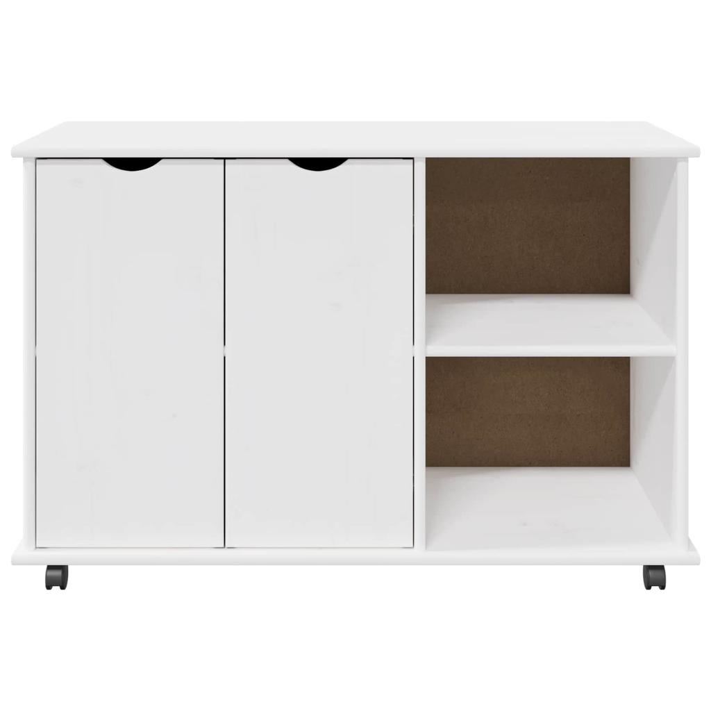 Rollcontainer mit Rädern Weiß 100 x 39 x 65,5 cm Massivholz Kiefer