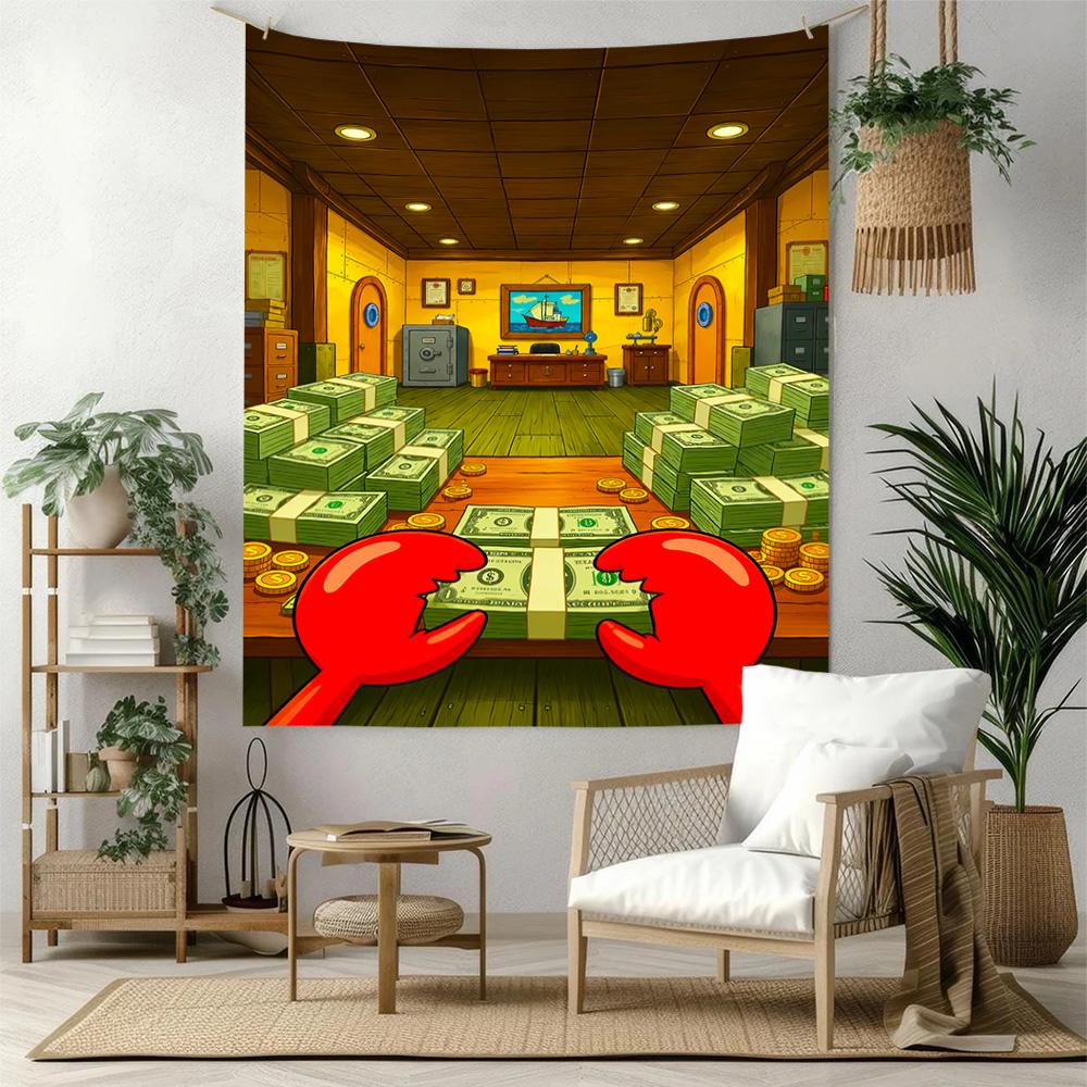 Spongebob Squarepants Wall Decor Tapestry Art For Pet Memorial Birthdaywedding Party Backdrop Family Gift