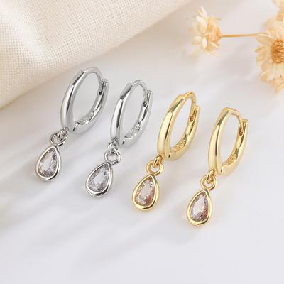 Water Drop Zircon Earrings for Women Light Luxury Niche Design Senior Sense Ear Buckle Stylish Personality Earrings